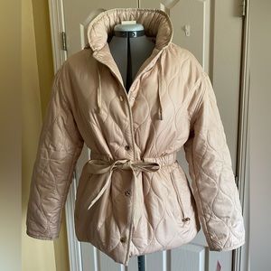 Kate Spade Khaki Quilted Anorak Jacket/Coat Hooded SZ M Authentic New With Tag